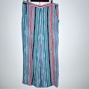 Peck&Peck Striped Multicolor Wide Leg Pants Size XL Boho Resortwear Spring